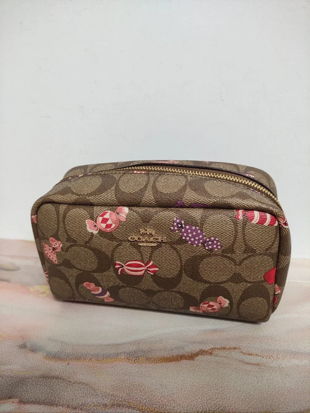 Coach C1388 Small Boxy Cosmetic Case In Signature Canvas With Candy Print